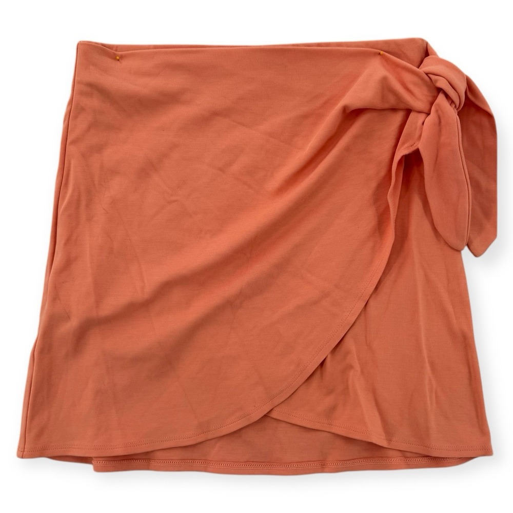 Aritzia Wilfred Mini Skirt Womens Small Orange Wrap Style Side Tie‎ Stretch